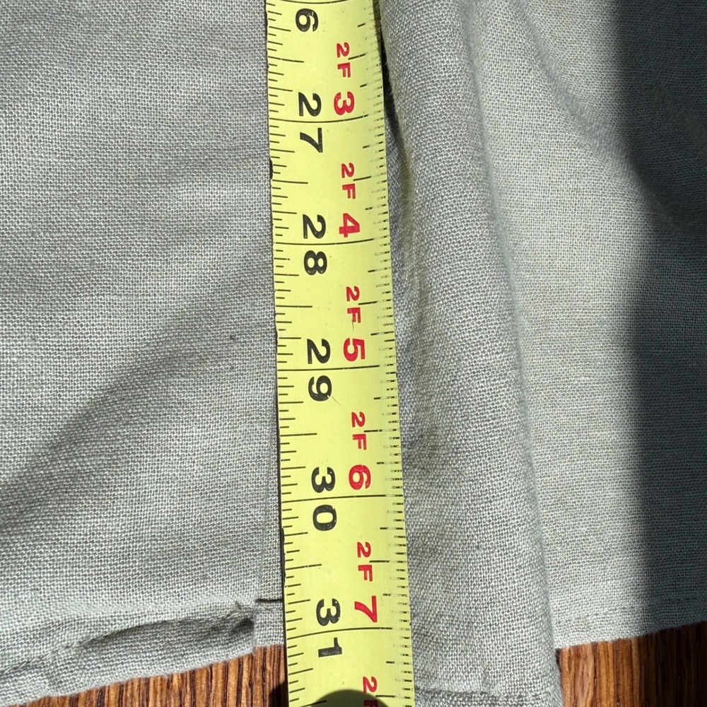Linen Blend Soft Sage Green A-Line‎ Midi Skirt Button Front Pockets XL - Picture 5 of 10